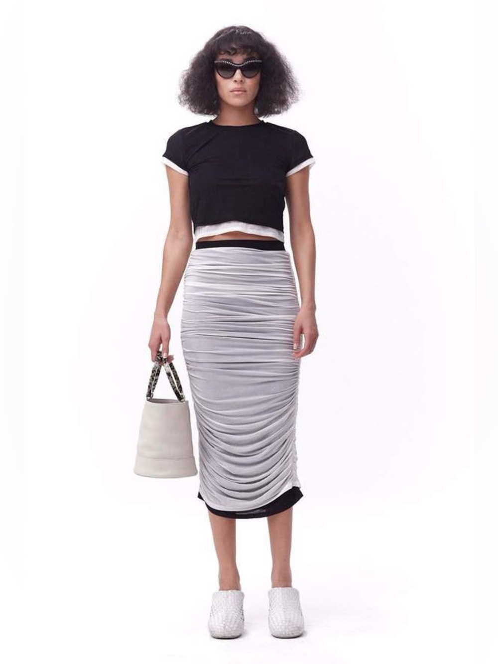 Simon Miller Macademia Ruched Pluto Midi Women Skirt Sz L NWT